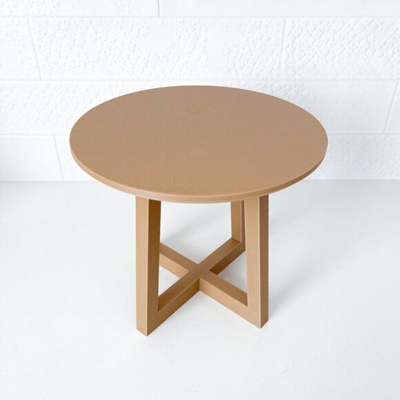 Miniature Barbie Bistro Table 4 Chairs 3D Printed Dollhouse Furniture Tan Wood - Picture 4 of 5